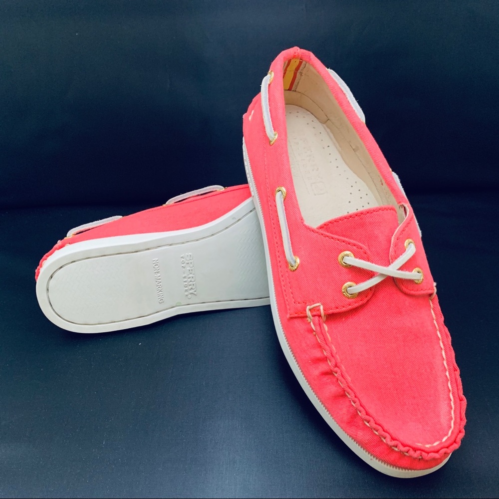 Sperry for J.Crew Bright Coral Canvas Topsider